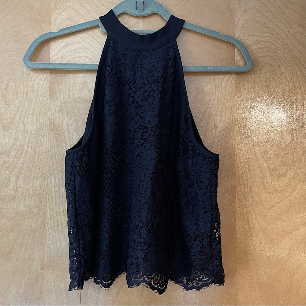 Bebe Lace Halter with Zipper Back